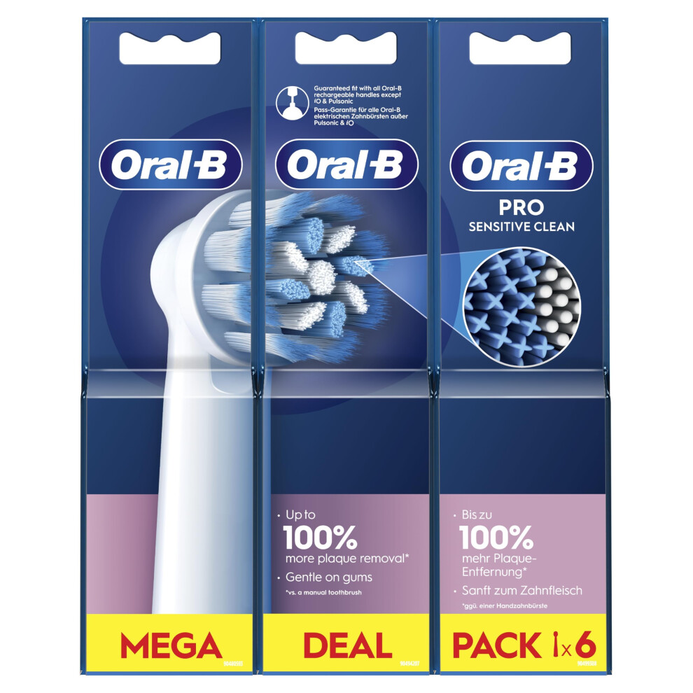 Oral-B Pro Sensitive Clean Electric Toothbrush Head, X-Shaped & Extra Soft Bristles For Gentle Brushing & Plaque Removal, Pack Of