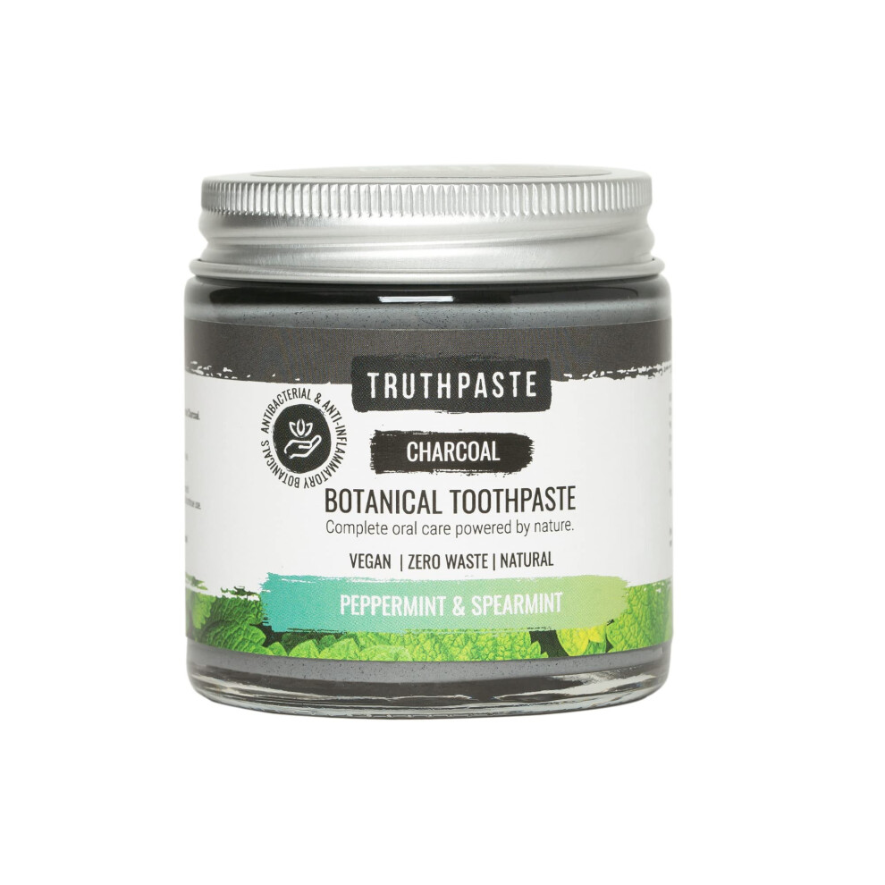 Truthpaste Charcoal Whitening Natural Zero Waste Toothpaste (Peppermint & Spearmint 100Ml) Eco Friendly & Plastic Free With Coconu