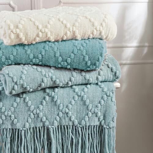 Blue Acrylic Throw Blanket 50 x 60 in 1
