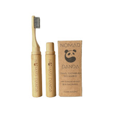 Nomad Panda Bamboo Travel Toothbrush set, Charcoal Natural Bristle Toothbrush, Set of 2 Bamboo tooth brushes, Toothbrush Travel Ca