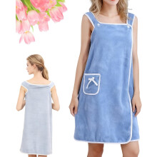 Accappatoio/canotta da donna, 2 in 1, indossabile, ad asciugatura rapida, con tasche, morbido accappatoio in spugna di pile di corallo per casa e