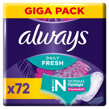Always Daily Fresh Women's Normal Pantiliners (72 Pads), Flexistyle, Gigapack, with Fresh Fragrance, Suitable for All Panty Shapes