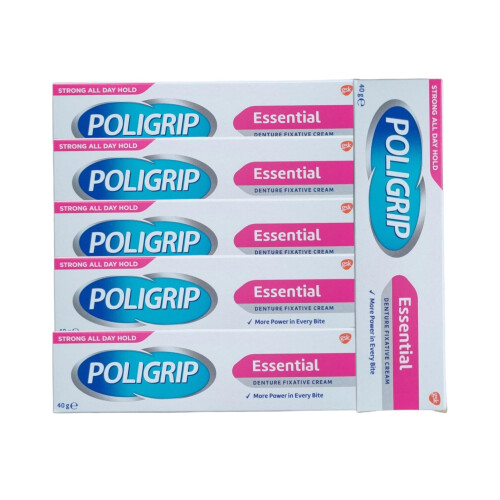 Poligrip Essential Denture Fixative Cream 40g (Pack of 6)