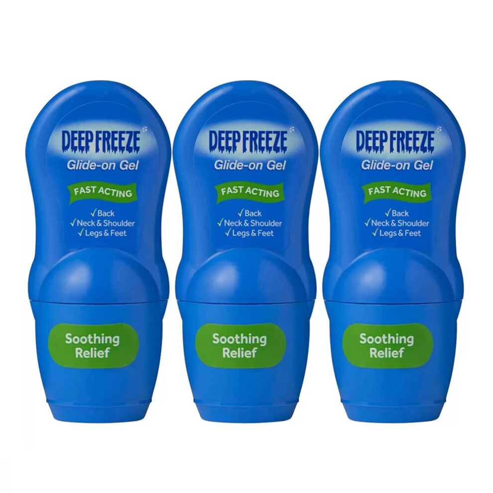 Deep Freeze Pain Relief Glide-On Gel, Cold Gel Roll On, 3 X 50G (Pack Of 3)