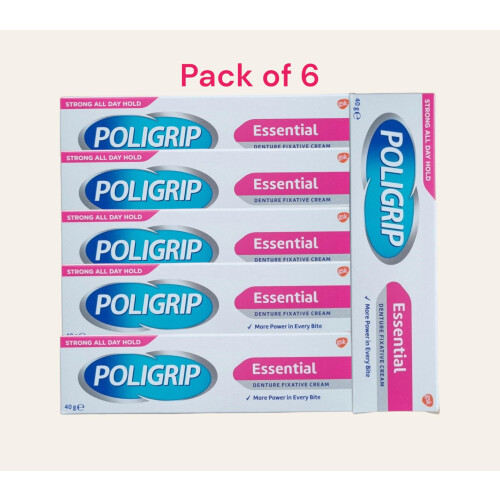 Poligrip Essential Denture Fixative Cream 40g (Pack of 6) 1