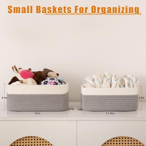 4-Pack Cotton Shelf Baskets 30 x 20 x 12 cm 2