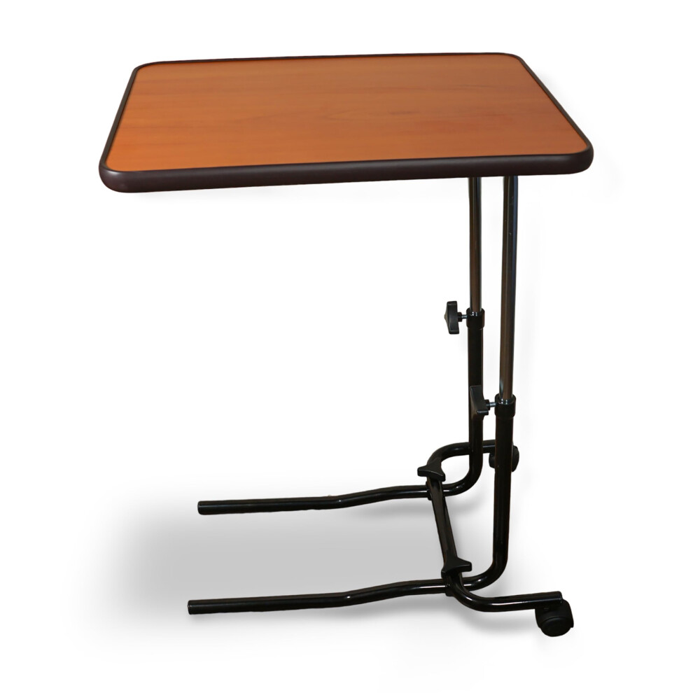 Aidapt Overbed Table Height And Angle Adjustable With Wheels,Lap Top, Eating,Over-Chair,Tilting,Crafting,Darkwood Finish,Easy Adjustment,No Tools Requ