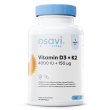 Osavi Vitamin D3 + K2, 4000 IU + 150 μg – 120 Softgels | Supports Bone, Teeth & Immune Health | High–Potency Formula with Quali–D