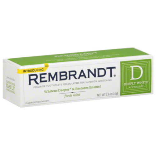 REMBRANDT Plus Premium Whitening Toothpaste with Fluoride and Peroxide Fresh Mint - 2.6 Oz