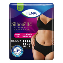 TENA Silhouette Plus Pants Low Waist Underwear, Black, Medium Size, 100% Protection, Close Fit | Women Incontinence Underwear | 1