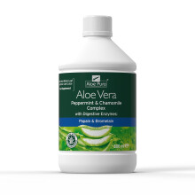 Aloe Pura Aloe Vera Peppermint & Chamomile Juice, Natural, Vegan, Cruelty Free, Digestive Enzymes, Papian & Bromelain, Food Supple