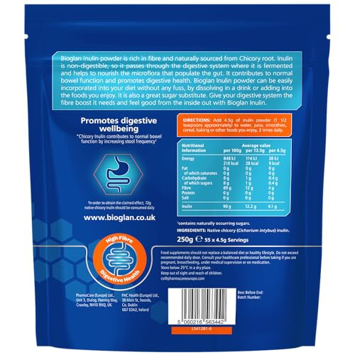 Bioglan Inulin | Fibre Supplement | Chicory Root | Contributes to Normal Bowel Function | 50 Serves | 250g Pack 1