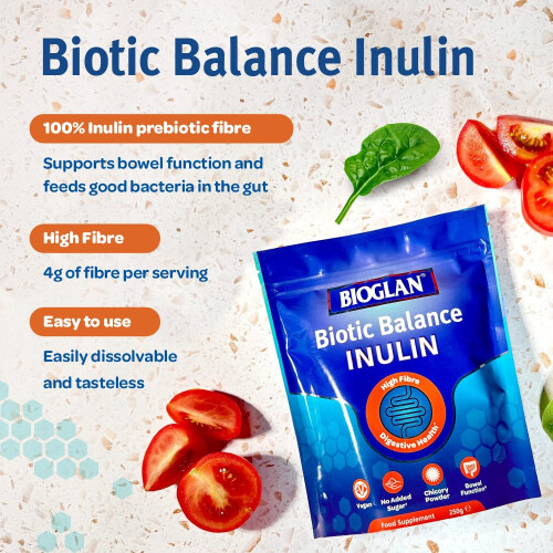 Bioglan Inulin | Fibre Supplement | Chicory Root | Contributes to Normal Bowel Function | 50 Serves | 250g Pack 2