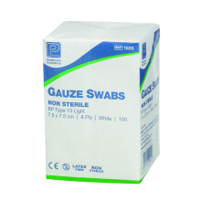 Premier PM1660N Gauze Swab, Non-Sterile, 8-Ply, 10 cm L x 10 cm W (Pack of 100)