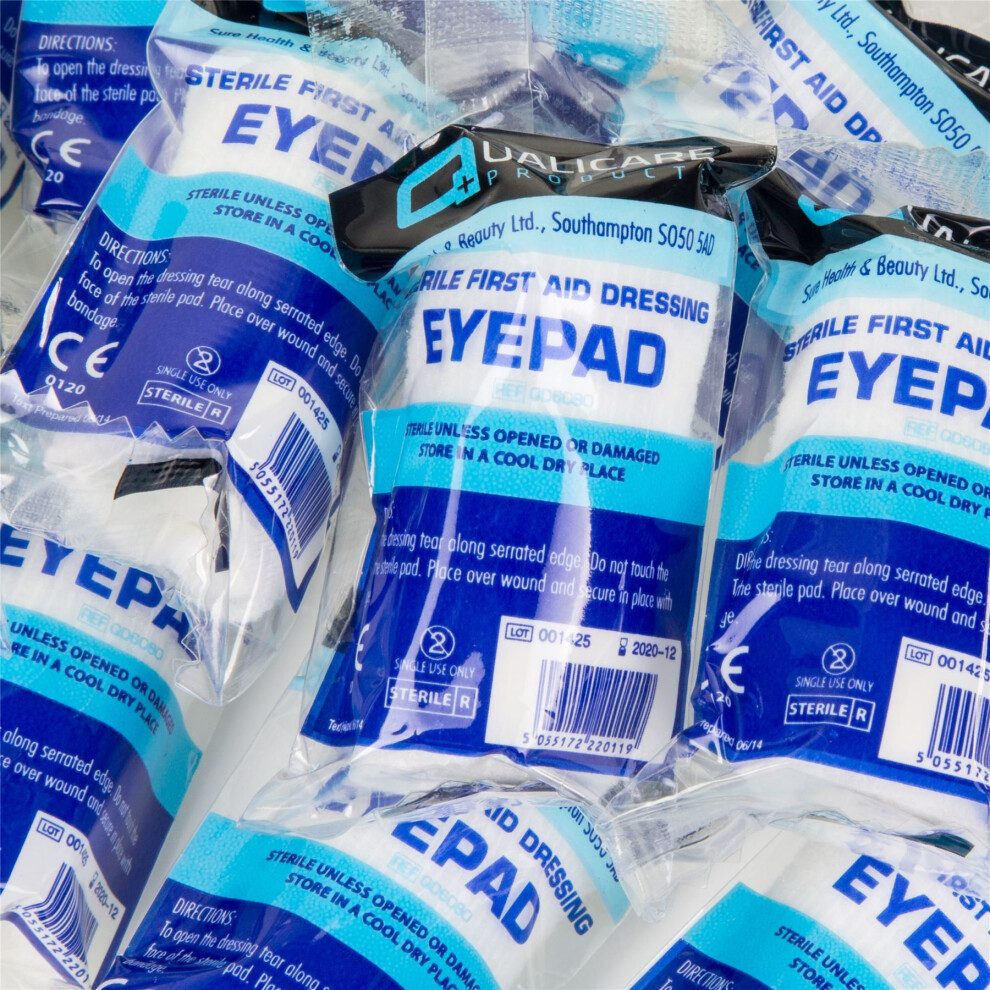 White Hinge 10X Premium Hse/Ce Eye Bandages - Sterile First Aid Dressings - Injury/Cut/Wound Patch Pads