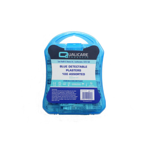 100 Assorted Sterile Blue Plasters, Detectable for Catering