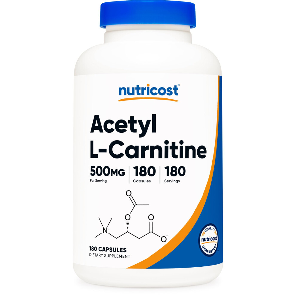 Nutricost Acetyl L-Carnitine 500Mg, 180 Capsules - Non-Gmo And Gluten Free