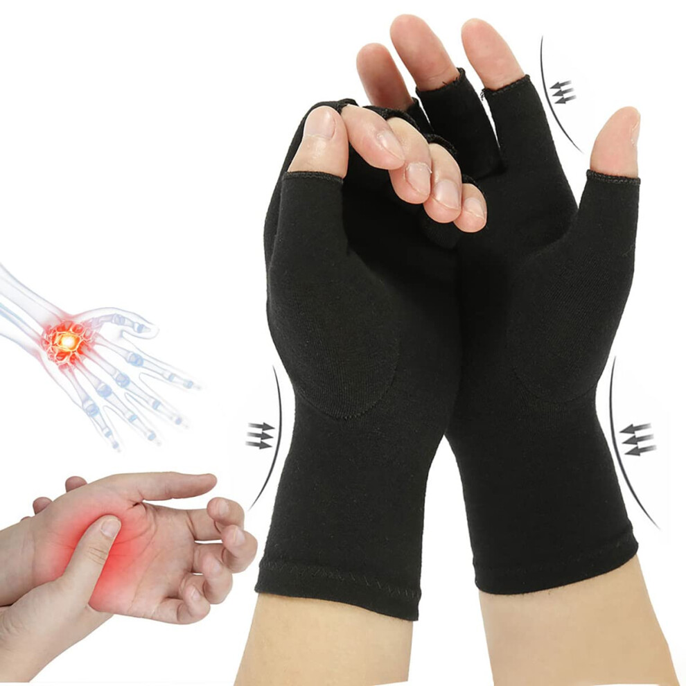 Yfzclyzaxet 2 Pair Arthritis Compression Gloves For Women Fingerless Relieve Arthritis Symptoms Raynauds Disease Carpal Tunnel