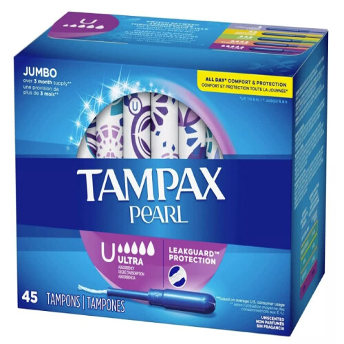 Tampax Pearl Tampons with Plastic Applicator ,Ultra 45 Count 1