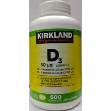 KIRKLAND Signature Extra Strength Vitamin D3, 600 Capsules, 50 mcg, 2000 IU