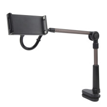 Flexible Aluminum Tablet Clamp Holder Desk Mount - Black, 482g