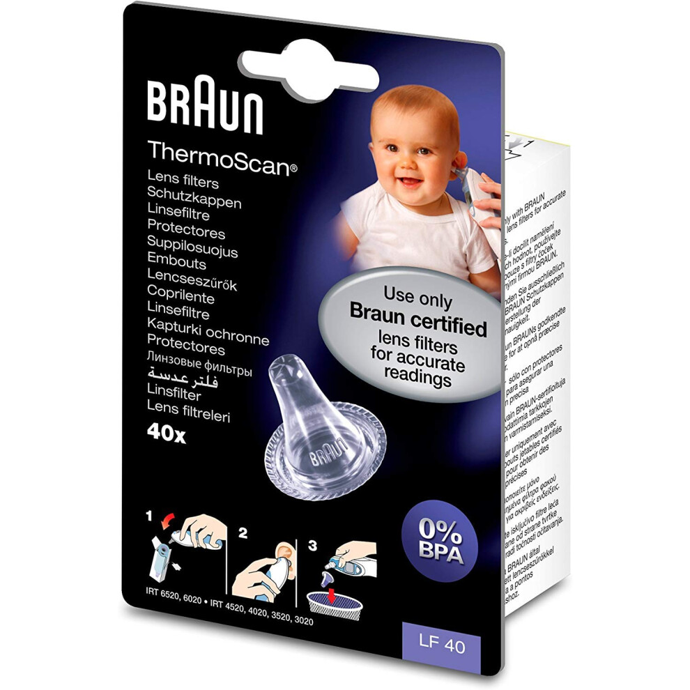 Braun Lens Filters Lf40 For Thermoscan Ear Thermometers- Pack Of 40