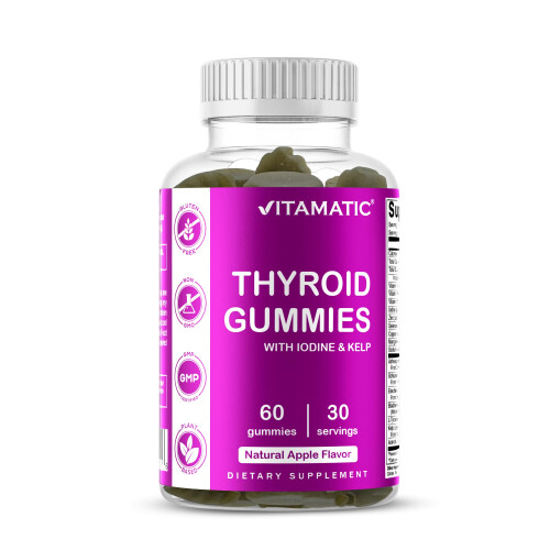 Thyroid Gummies with Iodine & Kelp, Apple, 60 Gummies, Vitamatic