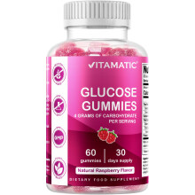 Vitamatic Glucose Chweble Gummies - 60 Count - Natural Raspberry Flavor - 4G of Carbohydrate per Serving