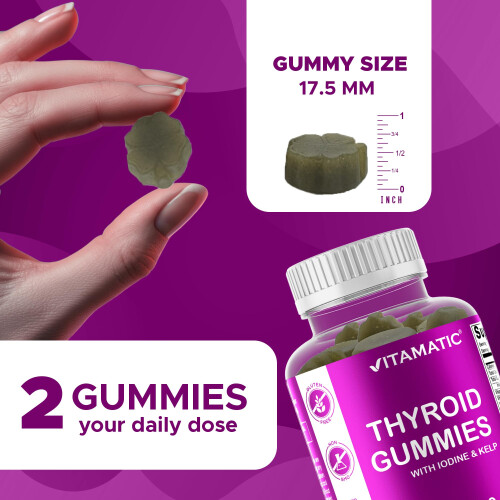 Thyroid Gummies with Iodine & Kelp, Apple, 60 Gummies, Vitamatic 2