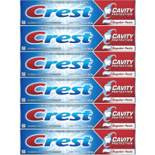 Crest Fluoride Anticavity Toothpaste, 6-Pack Regular Paste, 2.4 Oz Toothpaste Tubes, Clinically Proven Oral Care, Cavity Protectio