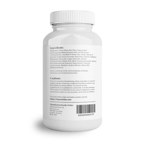 Hey Nutrition Thyroid Complex Supplement - Copper, Iron, Zinc, Selenium, Vitamin B Blend - Advanced Thyroid Function - 60 Capsules 2
