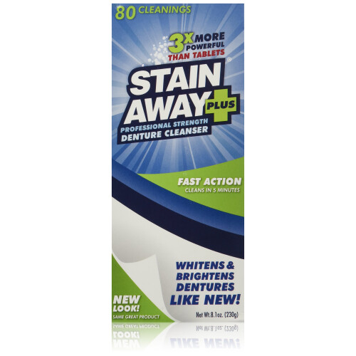 Stain-Away Stain Away Plus Denture Cleanser, 8.1-Ounce