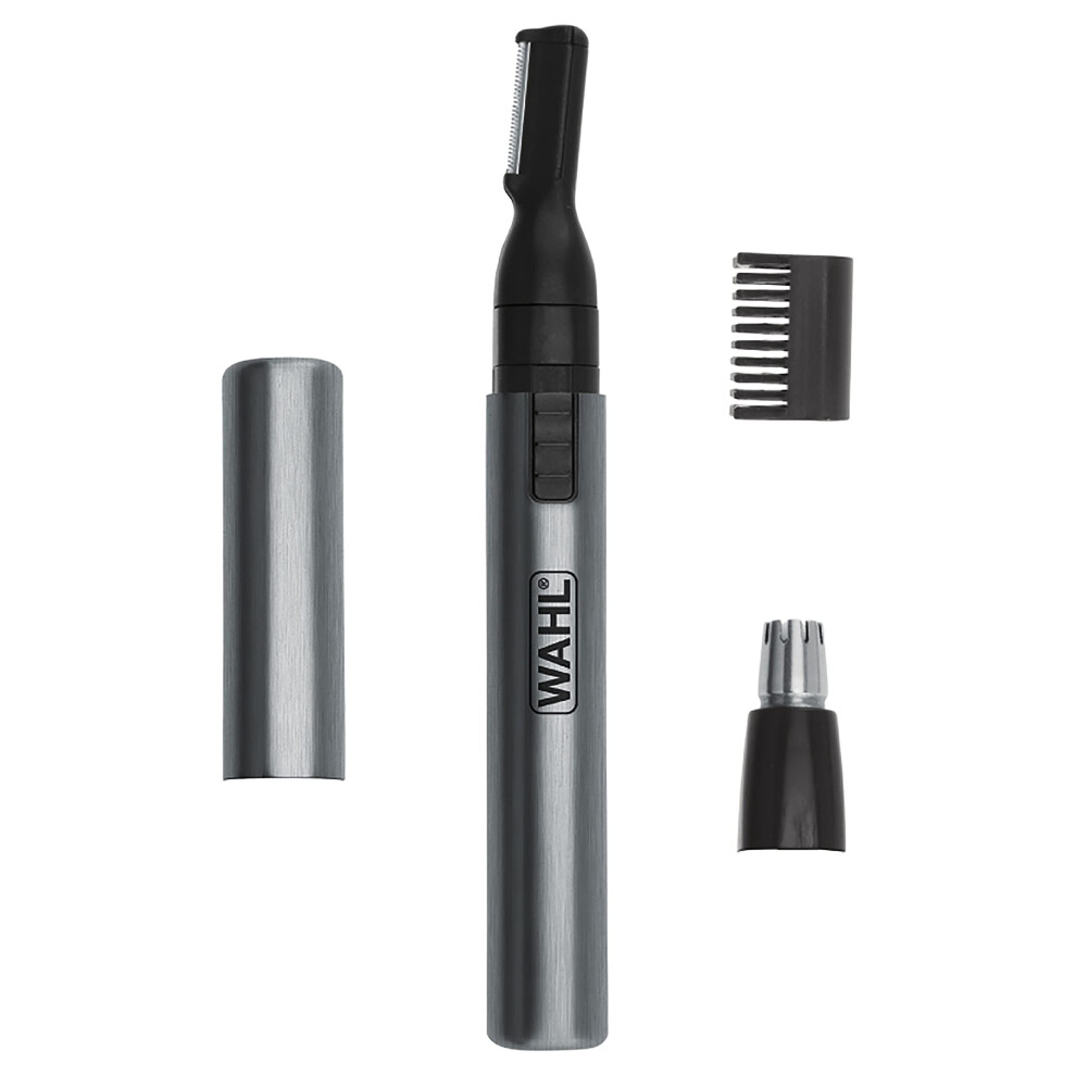 Wahl Micro Groomsman Personal Pen Trimmer & Detailer For Hygienic Grooming With Rinseable, Interchangeable Heads For Eyebrows, Nec Light