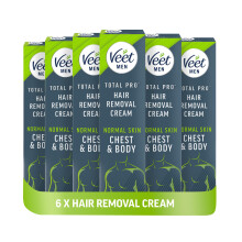 Veet Men's Hair Removal Cream, 200ml (Pack of 6, 1200ml), No Risk of Cuts, Quick and Easy, 7 Days of Smoothness, Removes Short Hai