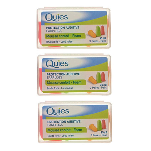 Quies Quies - Protection Auditive en Mousse, 3 x 3 pairs (Assorted Colours)