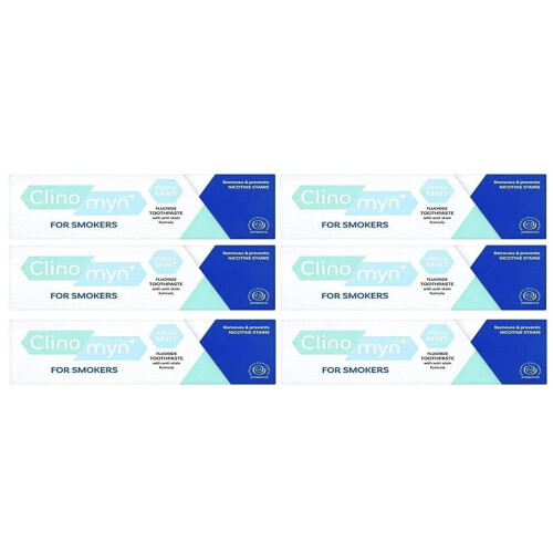 Clinomyn Anti-Stain Flouride Toothpaste for Smokers - Pack of 6 1