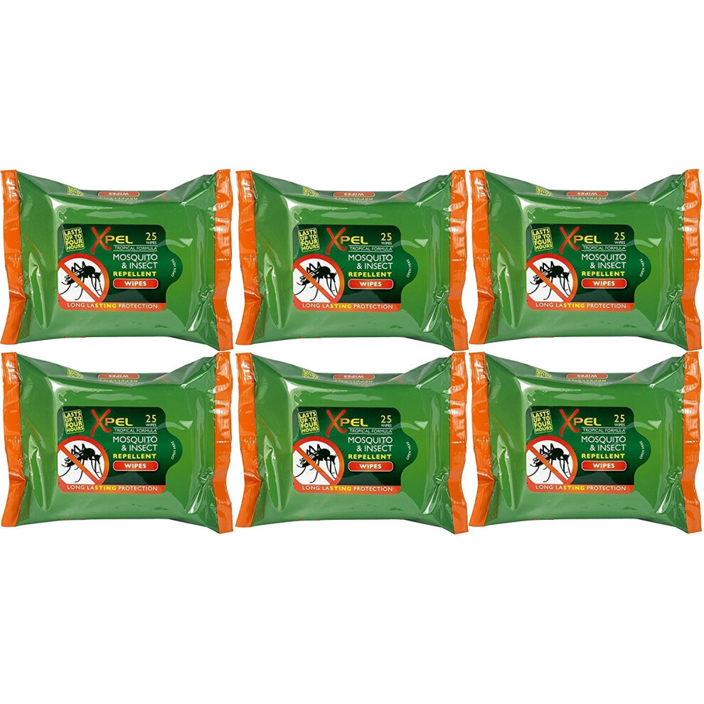 Xpel Insect Mosquito Repellent Wipes Tropical Formula 25 Wipes