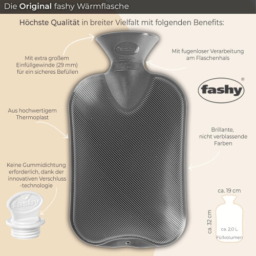 Fashy 2.0 Litre Saphir Plain Hot Water Bottle 2