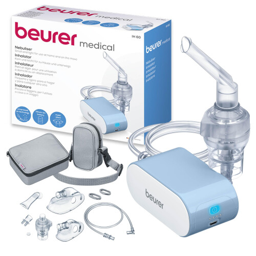 Beurer IH60UK Portable Nebuliser - Relief from colds, asthma, and respiratory problems - Quiet inhaler using compressed-air techno