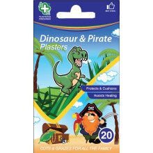 Dinosaur & Pirate Assorted Washproof Plasters 20 Count