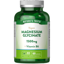 Magnesium Glycinate 1500mg | High Strength Supplement | 300mg Elemental Magnesium with Vitamin B6 | 60 Vegan Capsules | Nature's Truth