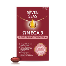 Seven Seas Omega-3 & Gut Friendly Bacteria: with Vitamin D, Omega-3 and Bacillus Subtilis, Food Supplements, 30-Day Pack