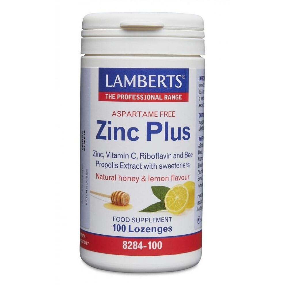 Lamberts Zinc Plus Lozenges – With Vitamin C And Propolis – Immune & Throat Support – 100 Lozenges