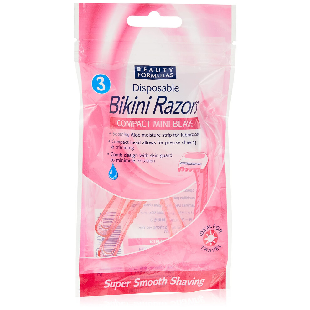 Beauty Formulas Disposable Bikini Razors Compact Mini Blade 3-Pieces