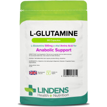 Lindens - L-Glutamine 500mg, 90 Capsules - UK Made - Anabolic Support, Muscle Recovery & Tissue Repair - Amino Acid Source, Rapid