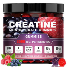 Creatine Monohydrate Gummies, 8000mg Complex, 120 Count, Sugar-Free with BCAA, L-Carnitine, Taurine and Vitamins, for Muscle Stren