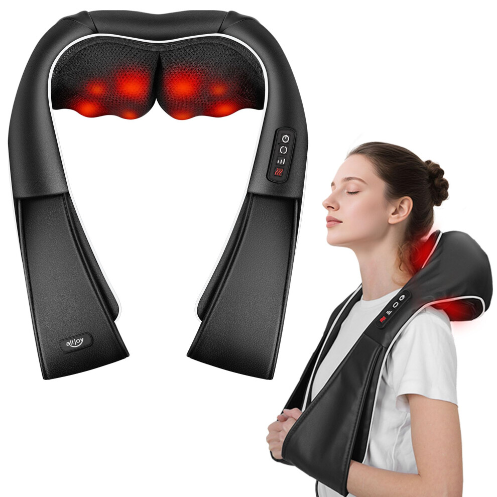 Alljoy Neck Massager For Neck Pain, Back Massager With Heat, Electric Shoulder Massager For Pain Relief With Deep Tissue Nodes For
