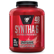 BSN Syntha 6 Ultra-Premium Protein Powder for muscle growth and repair, Low Sugar High Protein, Strawberry Cream Swirl Flavour, 48