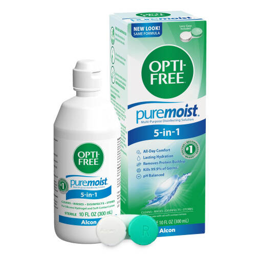 OPTI-FREE Puremoist Multi-Purpose Disinfecting Solution with Lens Case, 10-Ounces