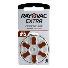 312 Rayovac Zinc Air Extra (Card of six Cells)